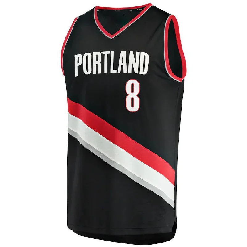 Basketball Jerseys with Comfortable, Moisture-Wicking Lining-P.Trail Blazers #8 Brandon Williams Fanatics Branded 2021-22 Fast Break Replica Jersey Icon Edition Black Stitched American Basketball Jersey