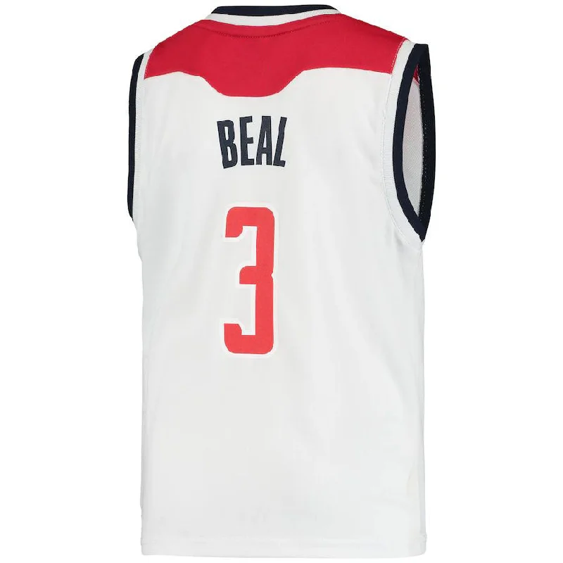 Basketball Jerseys with V-Neck Design for Classic Fit-W.Wizards  #3 Bradley Beal Replica Jersey Association Edition White Stitched American Basketball Jersey