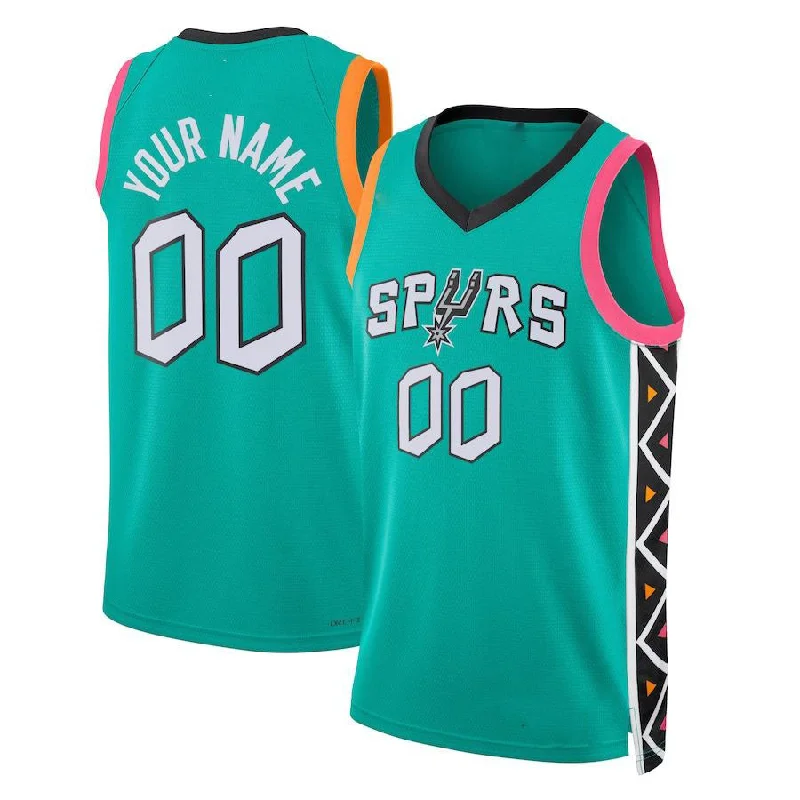 Basketball Jerseys with Slim Cut for Athletic Look-Custom S.Antonio Spurs Unisex  Swingman Custom Jersey City Edition Turquoise Stitched Basketball Jersey