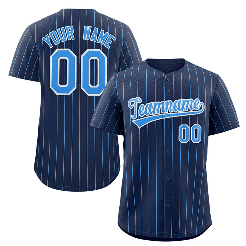 Baseball Jerseys with Custom Colors for Team Branding-Custom Navy Powder Blue-White Stripe Fashion Authentic Baseball Jersey