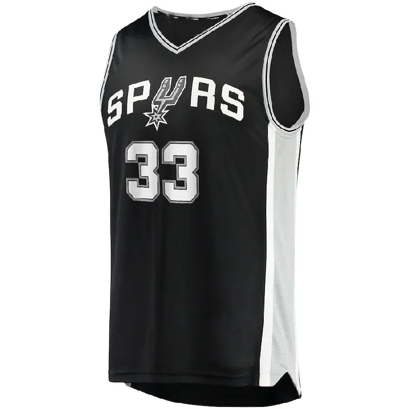 Basketball Jerseys with Custom Fit for Youth and Adults-S.Antonio Spurs #33 Tre Jones Fanatics Branded 2021-22 Fast Break Replica Jersey  Icon Edition Black Stitched American Basketball Jersey