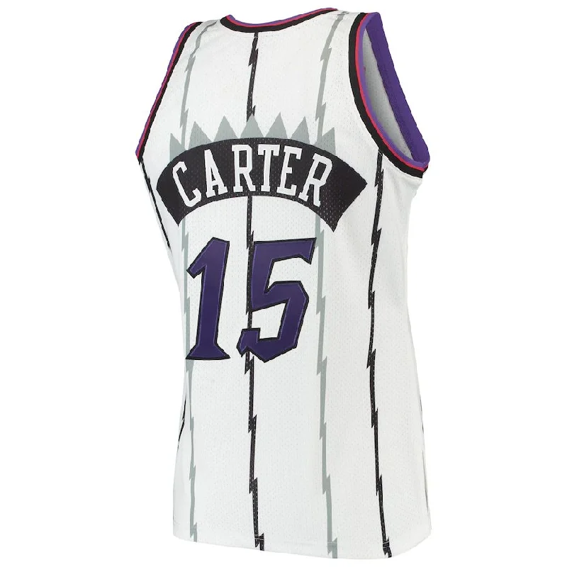 Basketball Jerseys with Embroidered Logos for Premium Look-T.Raptors #15 Vince Carter Mitchell & Ness Hardwood Classics 1998-99 Authentic Jersey White Stitched American Basketball Jersey