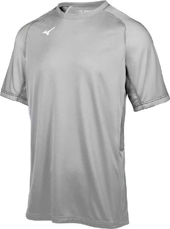 Baseball Jerseys with Multiple Pockets for Storage-Mizuno Aerolite Crew Baseball Jersey - Gray