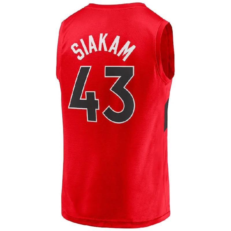 Basketball Jerseys with Reflective Details for Visibility-T.Raptors #43 Pascal Siakam Fanatics Branded  Fast Break Player Jersey Red Icon Edition Stitched American Basketball Jersey