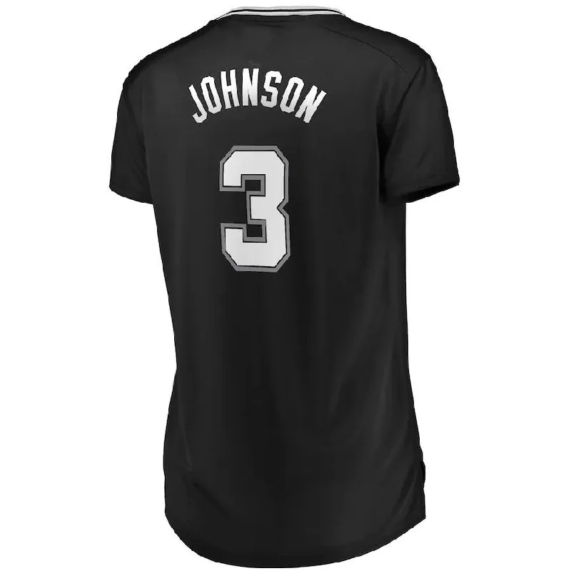 Basketball Jerseys with Piping for Traditional Style-S.Antonio Spurs #3 Keldon Johnson Fanatics Branded Women's Fast Break Replica Jersey Icon Edition Black Stitched American Basketball Jersey