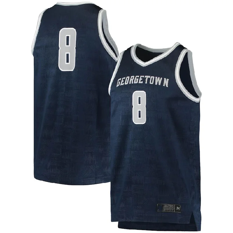 Basketball Jerseys with T-Shirt Style for Casual Look-#8 G.Hoyas Jordan Brand Team Replica Basketball Jersey Navy Stitched American College Jerseys