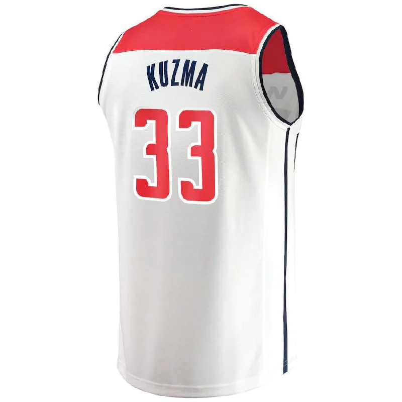 Lightweight Basketball Jerseys for Comfort and Speed-W.Wizards #33 Kyle Kuzma Fanatics Branded  Fast Break Replica Jersey White Association Edition Stitched American Basketball Jersey