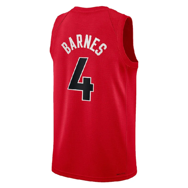 Basketball Jerseys with Elastic Waistband for Secure Fit-T.Raptors #4 Scottie Barnes Swingman Jersey Red Icon Edition Stitched American Basketball Jersey