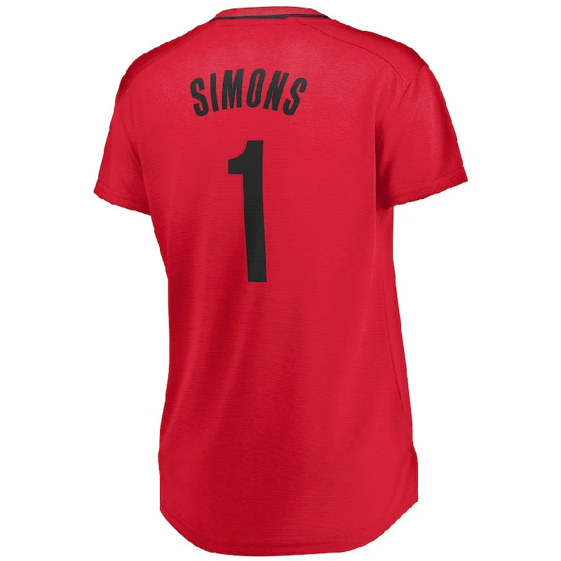 Basketball Jerseys with Sweat-Wicking Technology for Dry Comfort-P.Trail Blazers #1 Anfernee Simons Fanatics Branded Women's Fast Break Player Jersey Red Statement Edition Stitched American Basketball Jersey