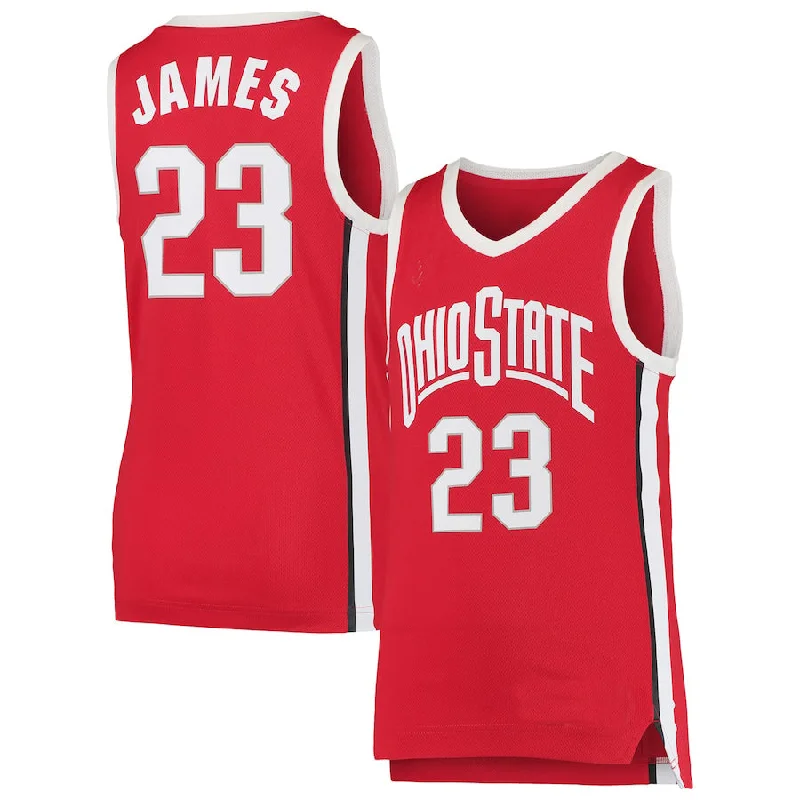 Custom Basketball Jerseys for Teams-O.State Buckeyes #23 LeBron James Replica Basketball Jersey Scarlet Stitched American College Jerseys