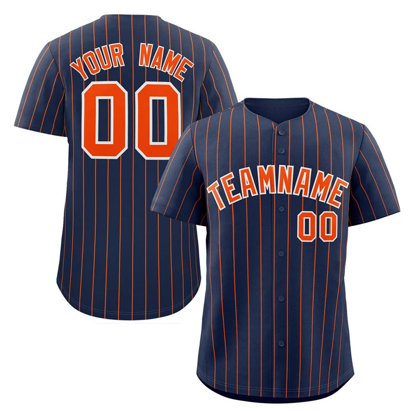 Baseball Jerseys with Sleeveless Design for Warm Weather-Custom Navy Orange-White Stripe Fashion Authentic Baseball Jersey