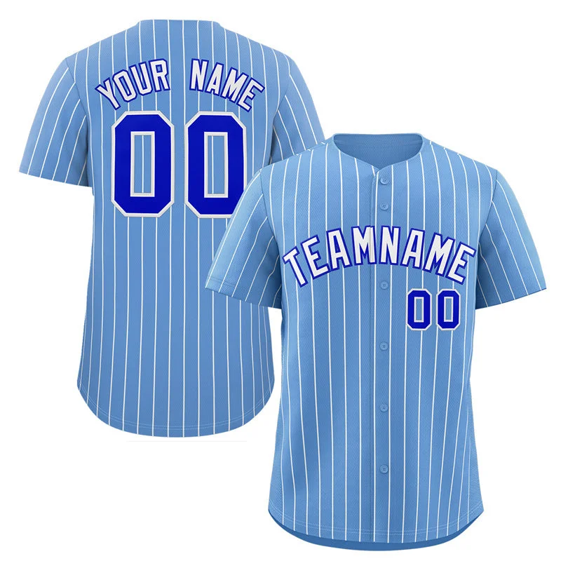 Custom Baseball Jerseys for Teams-Custom Light Blue White-Royal Stripe Fashion Authentic Baseball Jersey