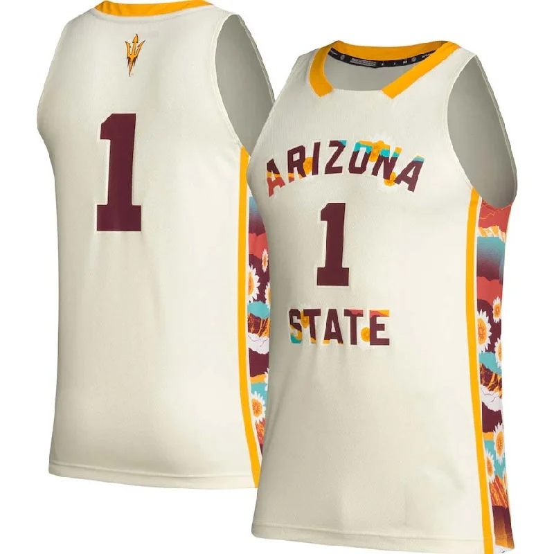 Basketball Jerseys with Raglan Sleeves for Mobility-#1 A.State Sun Devils Honoring Black Excellence Basketball Jersey - Khaki Stitched American College Jerseys