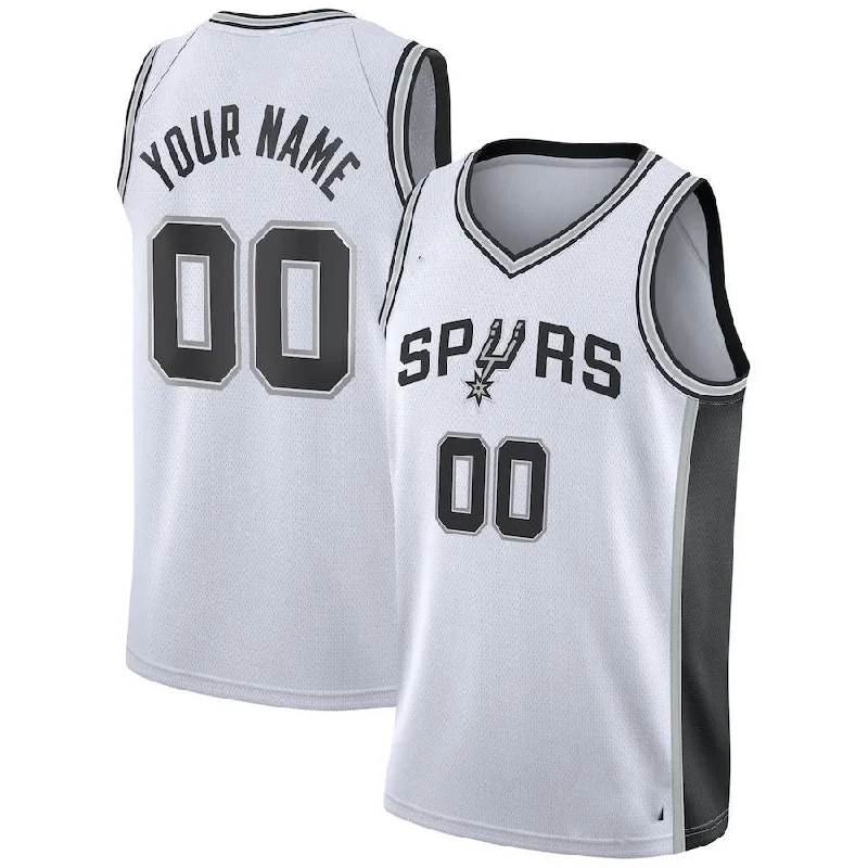 Basketball Jerseys with Quick-Dry Technology for Hot Weather Play-Custom S.Antonio Spurs 2020-21 Swingman Custom Jersey Association Edition White Stitched Basketball Jersey