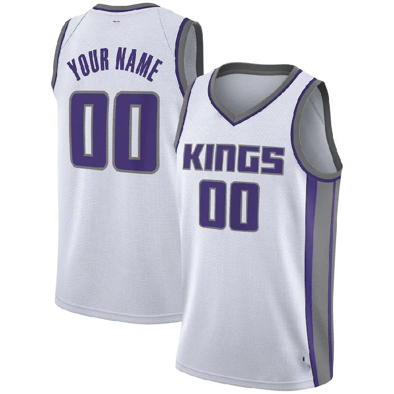 Basketball Jerseys with Zip-Up Design for Easy Wear-Custom S.Kings 2020-21 Swingman Custom Jersey Association Edition White Stitched Basketball Jersey