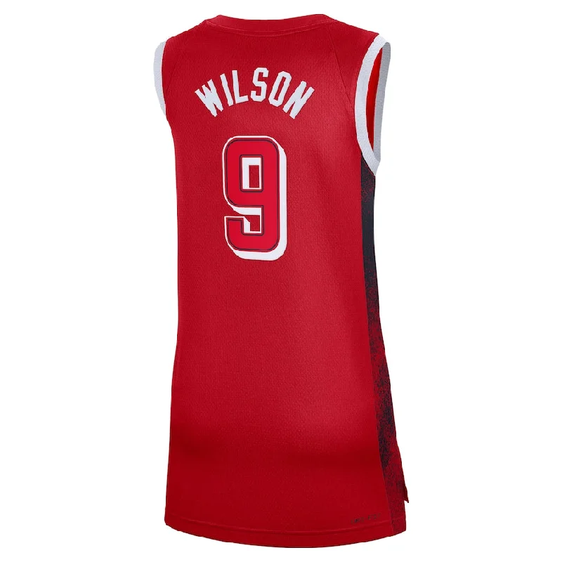 Youth Basketball Jerseys with Elastic Sleeves for Secure Fit-USA Basketball #9 A'ja Wilson Unisex 2024 Swingman Player Jersey - Red American Basketball Jersey