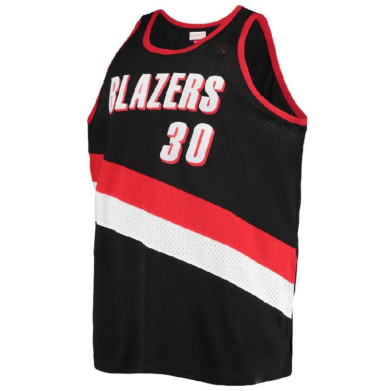 Basketball Jerseys with Customizable Back Designs for Personal Style-P.Trail Blazers #30 Rasheed Wallace Mitchell & Ness Big & Tall Hardwood Classics Swingman Jersey Icon Edition Black Stitched American Basketball Jersey