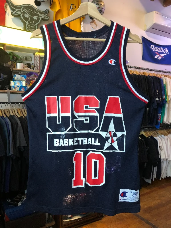 Basketball Jerseys with Soft Collar for Comfort-Vintage Champion USA Basketball Olympics Reggie Miller Jersey Size 40 / Medium