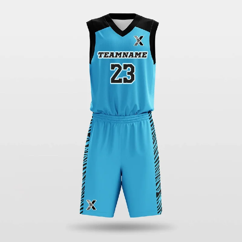 Basketball Jerseys with Classic Stripes for Vintage Feel-Blue Leopard - Custom Sublimated Basketball Jersey Set