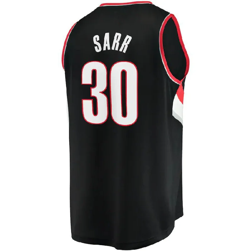 Basketball Jerseys with Customizable Sleeve Length for Different Looks-P.Trail Blazers #30 Olivier Sarr Fanatics Branded 2022-23 Fast Break Replica Player Jersey Icon Edition Black Stitched American Basketball Jersey