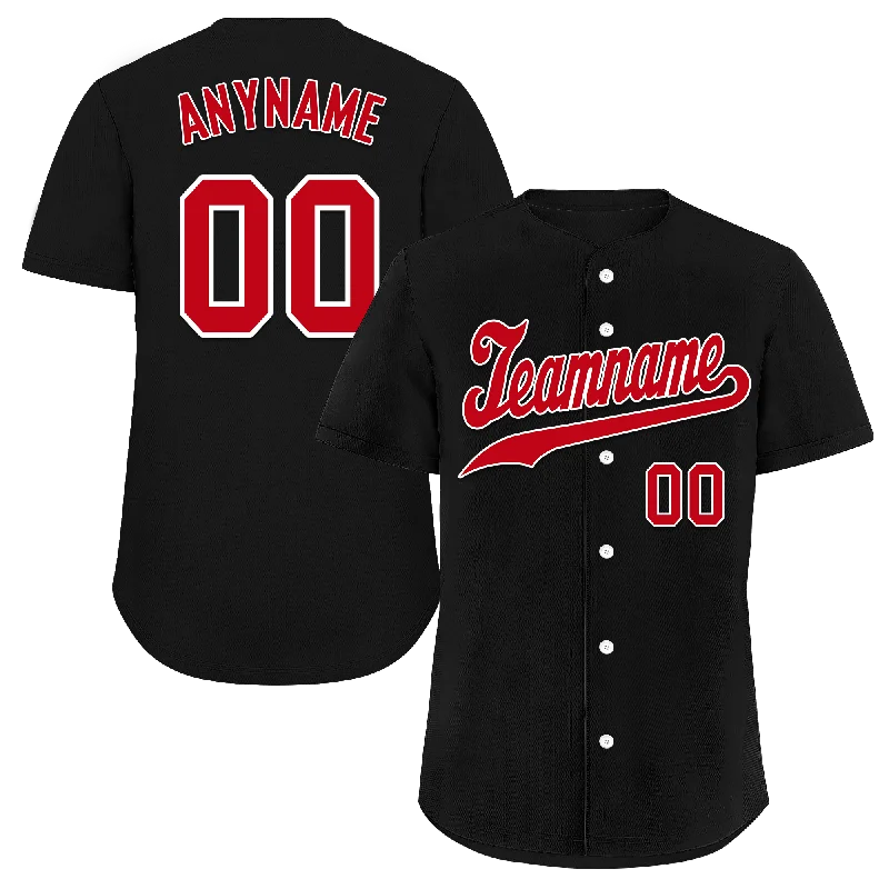 Baseball Jerseys with Tapered Cut for Modern Appeal-Custom Black Classic Style Red Personalized Authentic Baseball Jersey BSBJ01-bd0faae