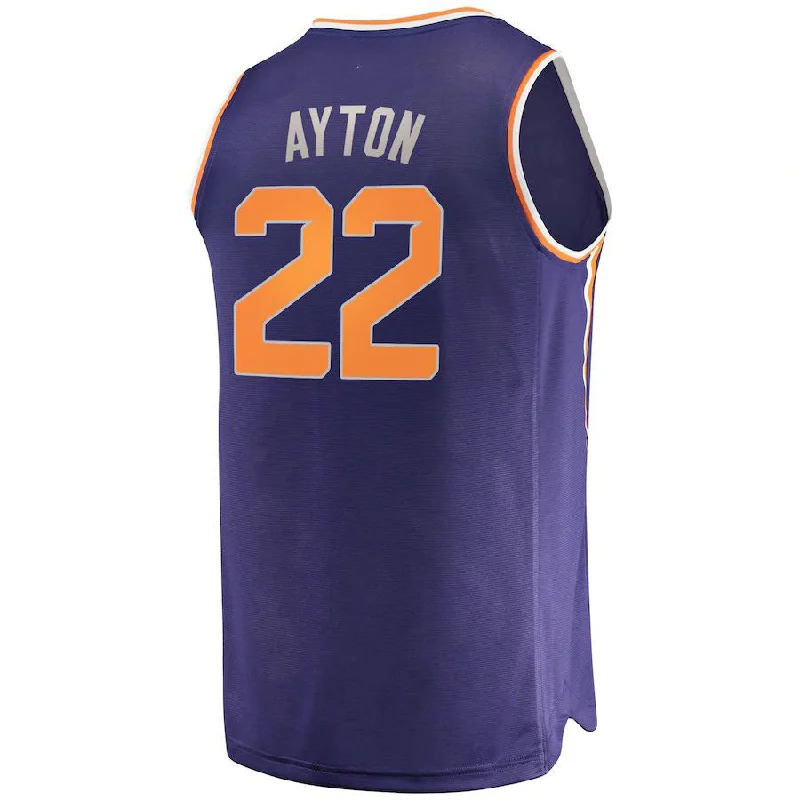 Premium Basketball Jerseys for Professional Teams-P.Suns #22 DeAndre Ayton Fanatics Branded  Fast Break Replica Jersey Icon Edition Purple Stitched American Basketball Jersey