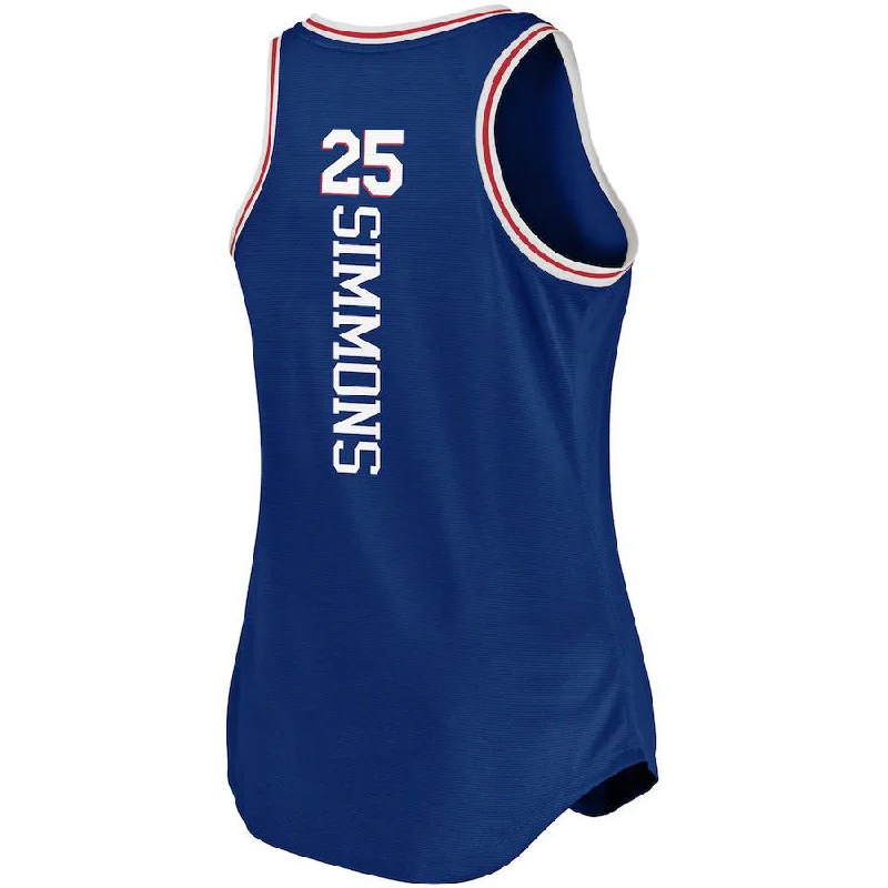 Basketball Jerseys with Button Placket for Traditional Style-PH.76ers #25 Ben Simmons Fanatics Branded Women's 2019-20 Fast Break Team Tank Jersey Icon Edition Royal Stitched American Basketball Jersey