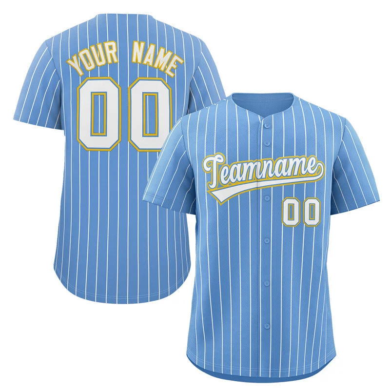 Baseball Jerseys with Padded Neck for Extra Comfort-Custom Light Blue White-Gold Stripe Fashion Authentic Baseball Jersey