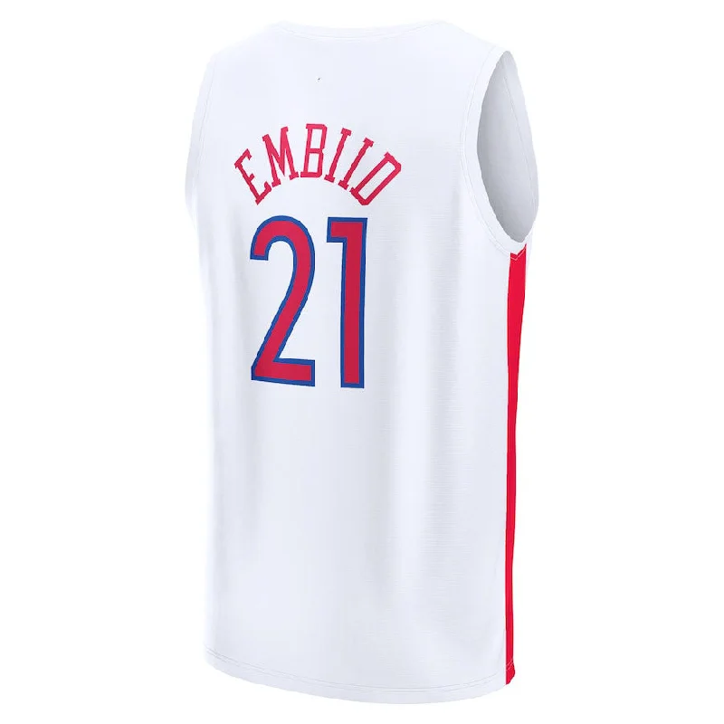 Basketball Jerseys with Modern Cut for Comfortable Fit-PH.76ers #21 Joel Embiid Fanatics Branded 2022-23 Fastbreak Jersey City Edition  White Stitched American Basketball Jersey