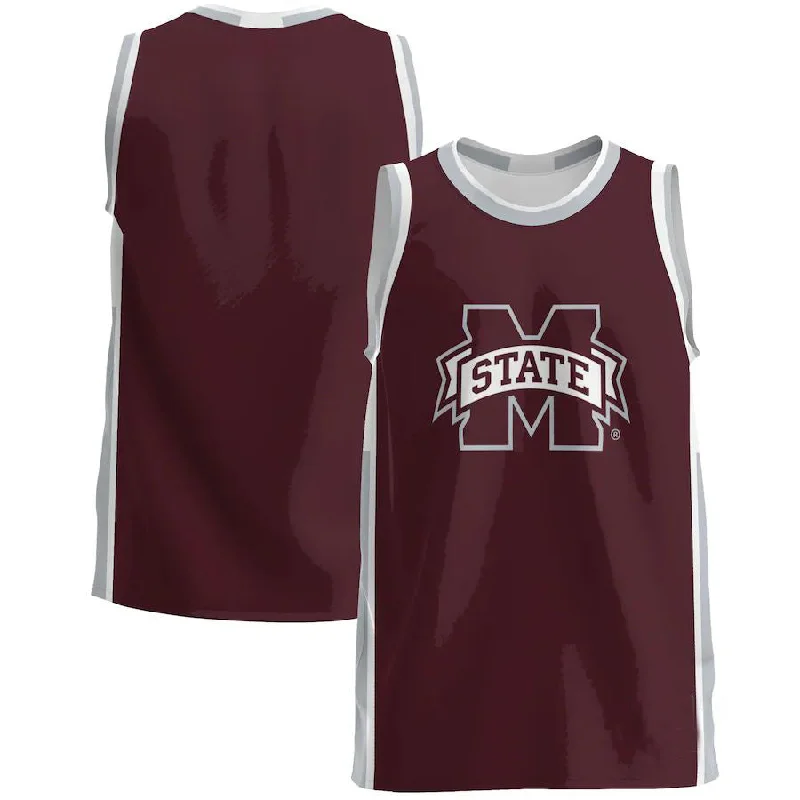 Basketball Jerseys with Breathable Mesh Panels for Ventilation-M.State Bulldogs Maroon Basketball Jersey Stitched American College Jerseys