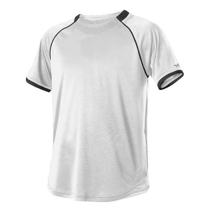 Baseball Jerseys with Zippered Neck for Versatility-Alleson Athletic 508C1 Adult Baseball Jersey - White Black