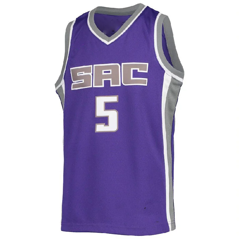 Basketball Jerseys with Extended Back for Comfort and Fit-S.Kings #5 De'Aaron Fox  Diamond Swingman Jersey Icon Edition Purple Stitched American Basketball Jersey