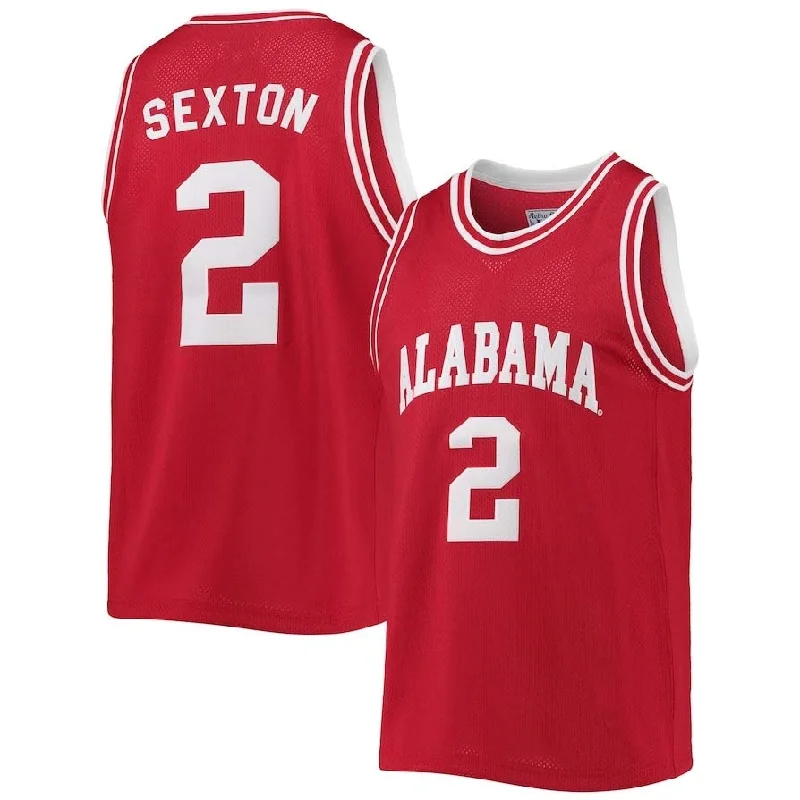 Basketball Jerseys with Adjustable Neck Design for Perfect Fit-A.Crimson Tide #2 Collin Sexton Original Retro Brand Commemorative Classic Basketball Jersey - Crimson Stitched American College Jerseys