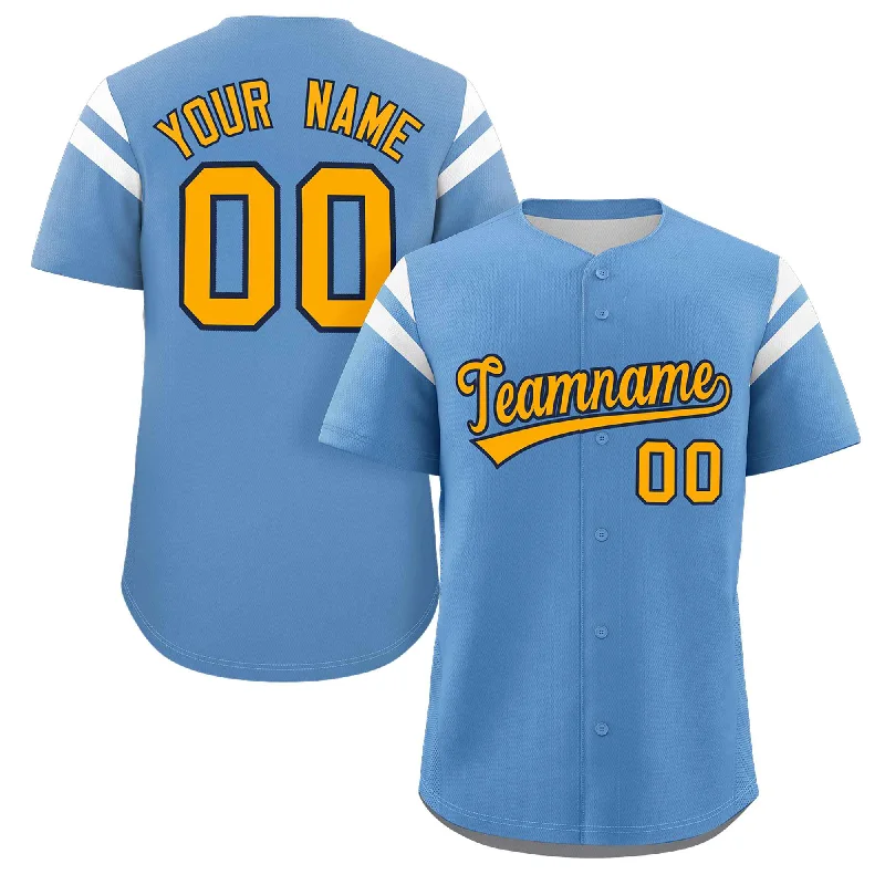 Baseball Jerseys with Embroidered Logos for Premium Look-Custom Light Blue Yellow-White Classic Style Personalized Full Button Authentic Baseball Jersey