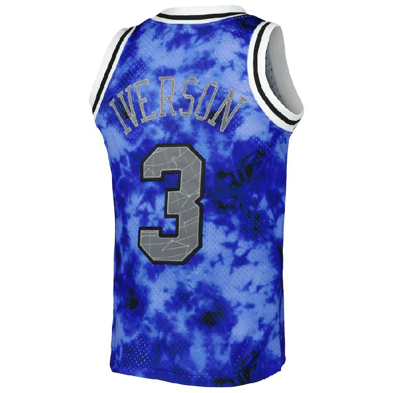 Basketball Jerseys with Piping for Traditional Style-PH.76ers #3 Allen Iverson Mitchell & Ness 1996-97 Galaxy Swingman Jersey Royal Stitched American Basketball Jersey