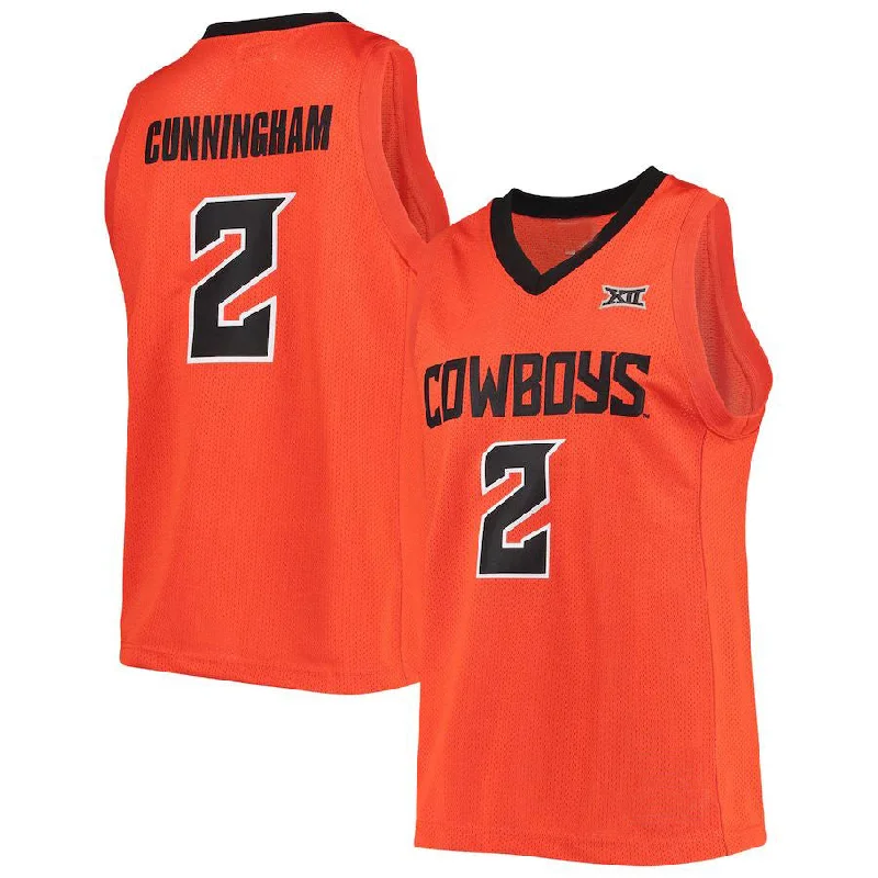 Basketball Jerseys with Padded Neck for Extra Comfort-O.State Cowboys #2 Cade Cunningham Original Retro Brand Alumni Commemorative Replica Basketball Jersey Orange Stitched American College Jerseys