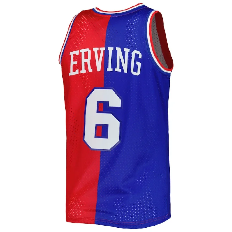 Basketball Jerseys with Heat-Pressed Numbers and Logos for Durability-PH.76ers #6 Julius Erving Mitchell & Ness Hardwood Classics 1982-83 Split Swingman Jersey Royal-Red Stitched American Basketball Jersey