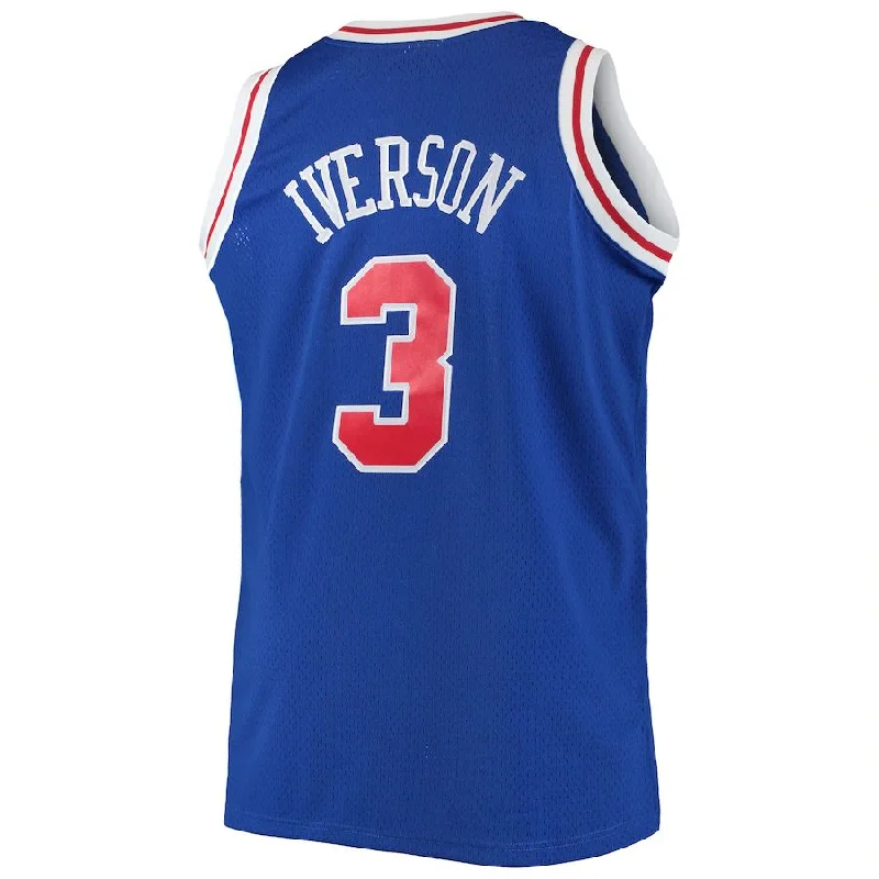 Basketball Jerseys with Lightweight Nylon Fabric for Ultimate Comfort-PH.76ers #3 Allen Iverson Mitchell & Ness Big & Tall Hardwood Classics Swingman Jersey Royal Stitched American Basketball Jersey