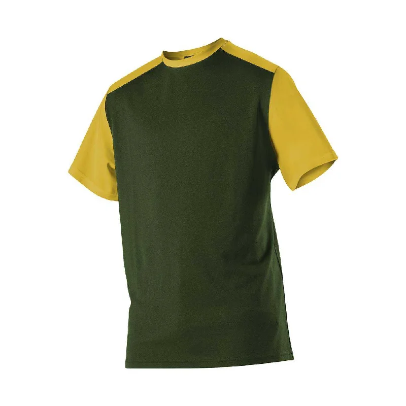 Baseball Jerseys with Quick-Release Zippers for Easy Removal-Alleson Athletic 532CJ Adult Crew Neck Baseball Jersey - Forest Gold