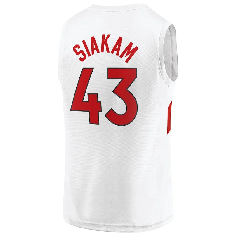 Basketball Jerseys with Sublimated Design for Unique Patterns-T.Raptors #43 Pascal Siakam Fanatics Branded 2020-21 Fast Break Replica Player Jersey Association Edition White Stitched American Basketball Jersey