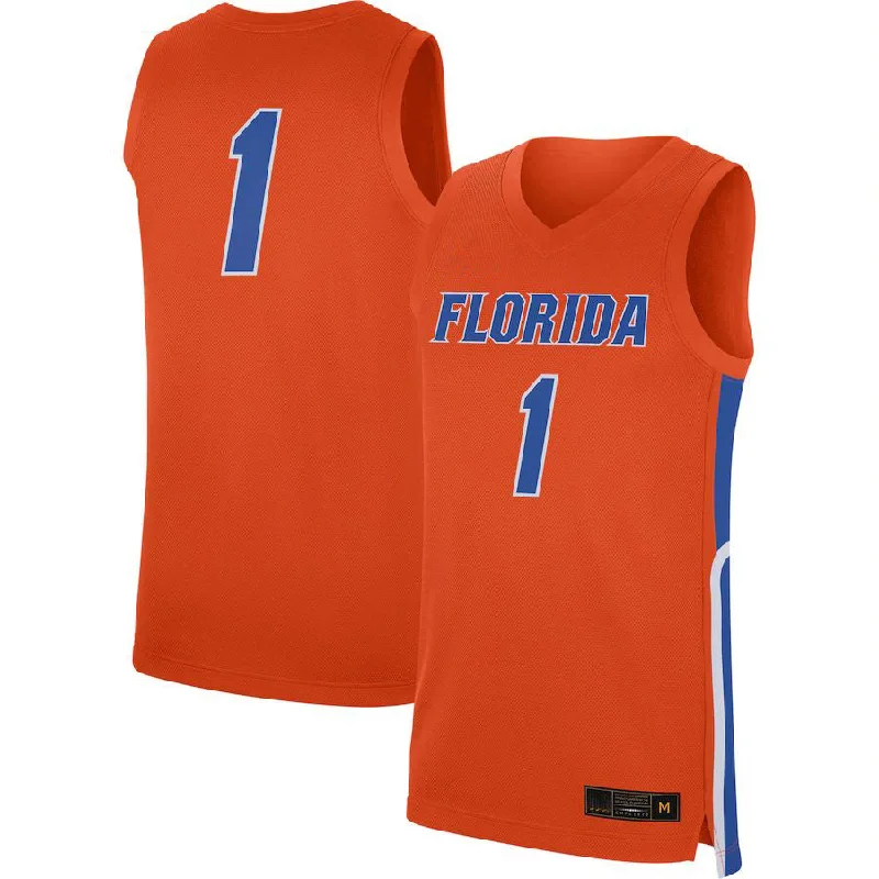 Basketball Jerseys with Soft Touch Fabric for All-Day Comfort-#1 F.Gators Jordan Brand Replica Basketball Jersey Orange Stitched American College Jerseys