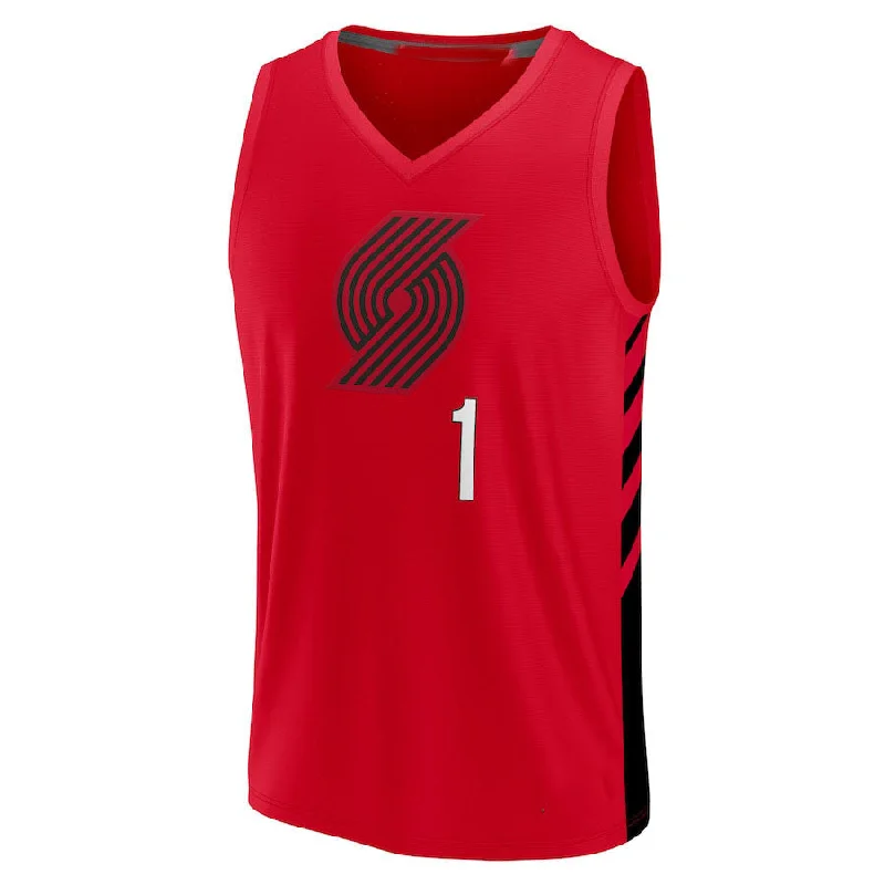 Basketball Jerseys with Stretch-Fit Design for Flexible Play-P.Trail Blazers #1 Anfernee Simons Fanatics Branded 2022-23 Fast Break Replica Jersey Red Statement Edition Stitched American Basketball Jersey