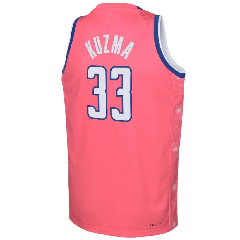 Youth Basketball Jerseys with Personalized Name and Number-W.Wizards #33 Kyle Kuzma Swingman Jersey City Edition Pink Stitched American Basketball Jersey