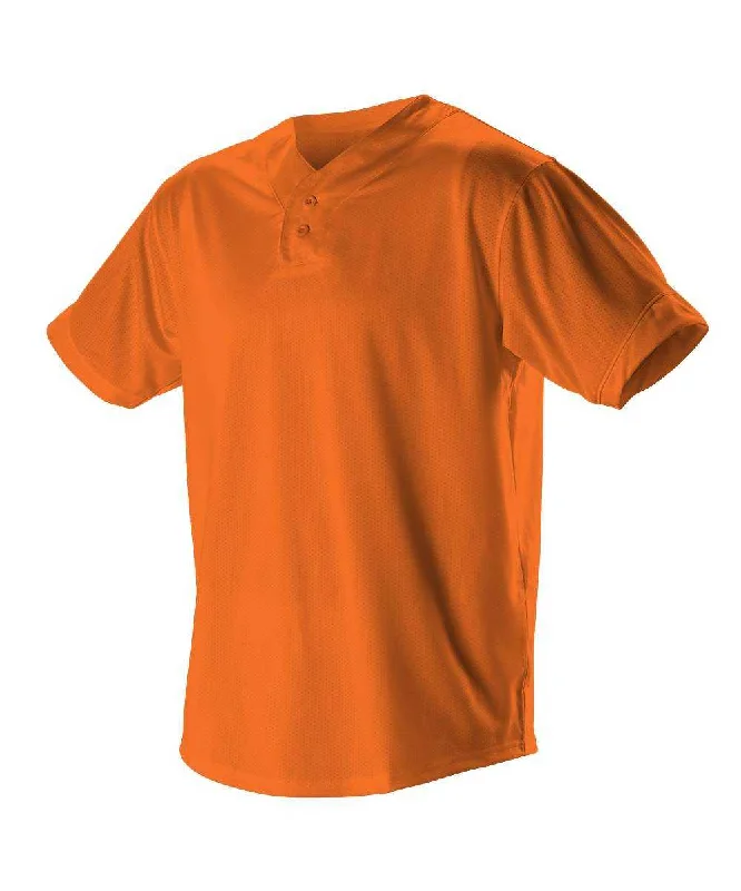 Baseball Jerseys with Soft Lining for Comfort During Play-Alleson Athletic 52MTHJ Adult Two Button Mesh Baseball Jersey with Piping - Orange White