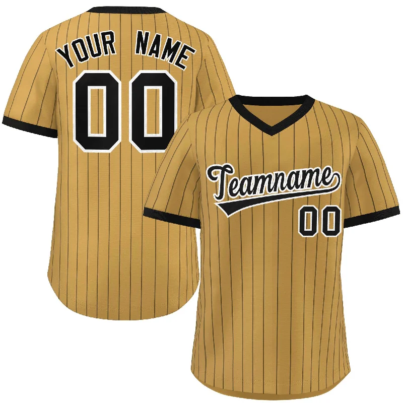 Baseball Jerseys with Unique Graphic Prints for Personal Style-Custom Old Gold Black Stripe Fashion Authentic Pullover Baseball Jersey