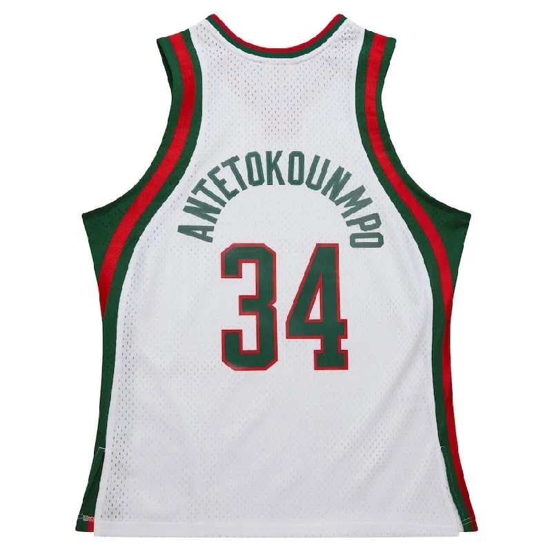 Basketball Jerseys with Mesh Back for Extra Cooling-M.Bucks #34 Giannis Antetokounmpo Mitchell & Ness 2013-14 Hardwood Classics Swingman Jersey - White Stitched American Basketball Jersey