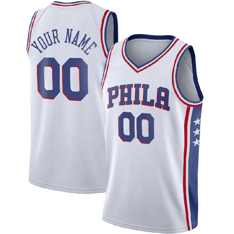 Basketball Jerseys with Button Placket for Traditional Style-Custom PH.76ers 2020-21 Swingman Jersey White Association Edition Stitched Basketball Jersey