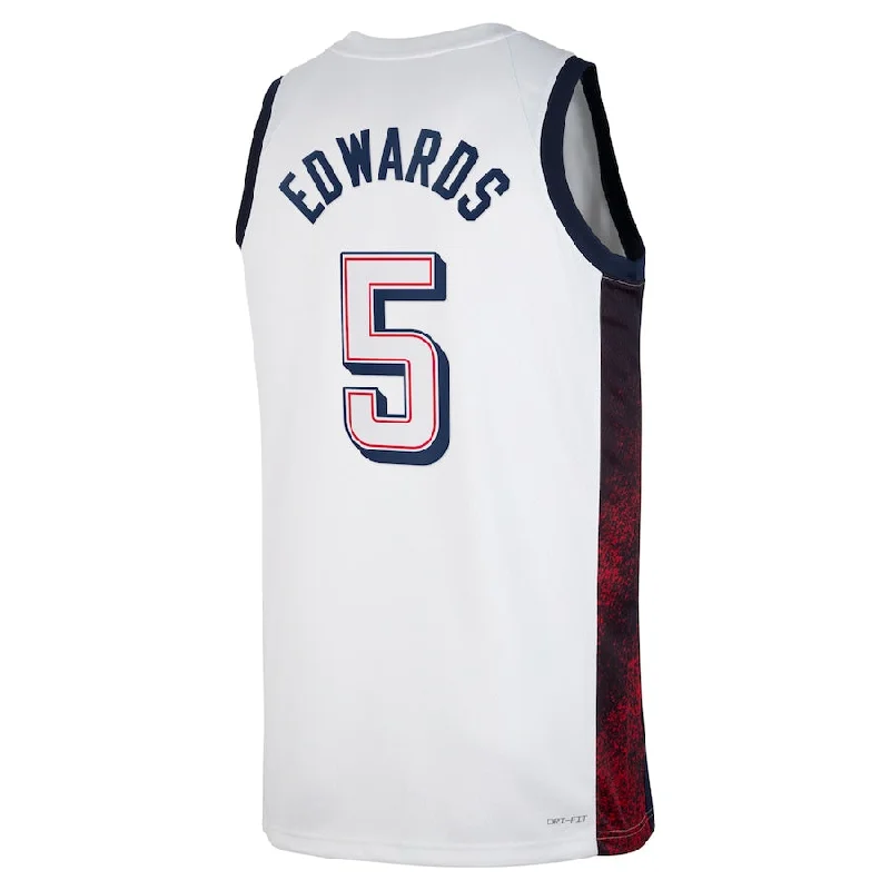 Basketball Jerseys with T-Shirt Style for Casual Look-USA Basketball #5 Anthony Edwards Unisex 2024 Swingman Player Jersey - White American Basketball Jersey