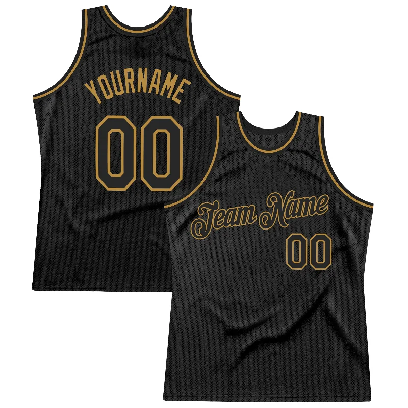 Basketball Jerseys with Anti-Chafe Seams for Comfort-Custom Black Black-Old Gold Authentic Throwback Basketball Jersey