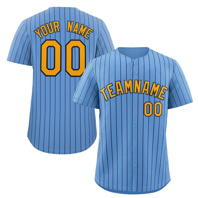 Youth Baseball Jerseys with Personalized Name and Number-Custom Light Blue Yellow-Navy Stripe Fashion Authentic Baseball Jersey